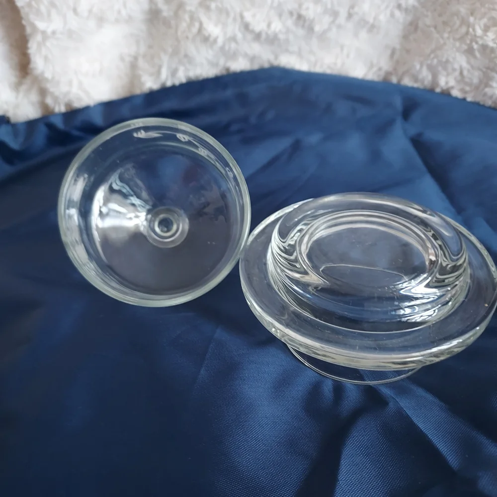 Princess House Crystal Heritage Clear Lidded Mini Butter Bell Jar Leaf Pattern